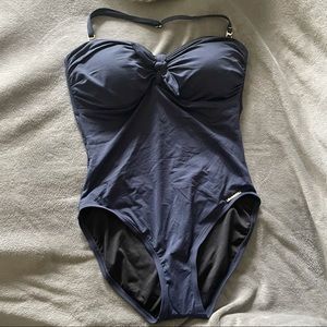 Michael Kors Navy Bandeau One Piece Swimsuit